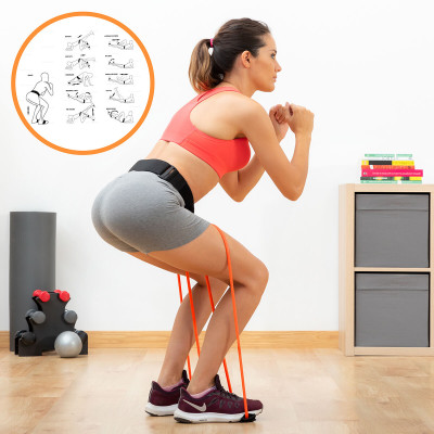 Belt with resistance bands for Glutes and Exercise Guide Bootrainer In