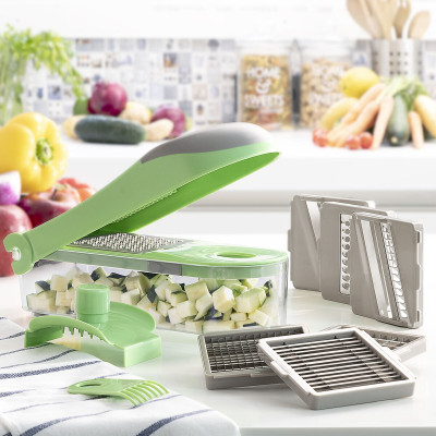 7 in 1 vegetable cutter, grater and mandolin with recipes and accessor