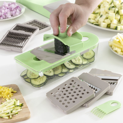 7 in 1 vegetable cutter, grater and mandolin with recipes and accessor