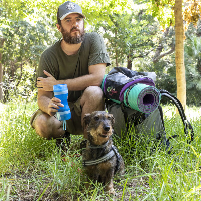 2-in-1 bottle with water and food containers for pets Pettap InnovaGoo