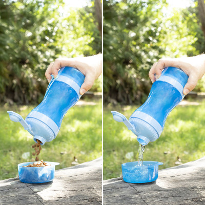 2-in-1 bottle with water and food containers for pets Pettap InnovaGoo