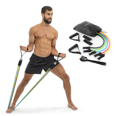 Set of Resistance Bands with Accessories and Exercise Guide Rebainer I
