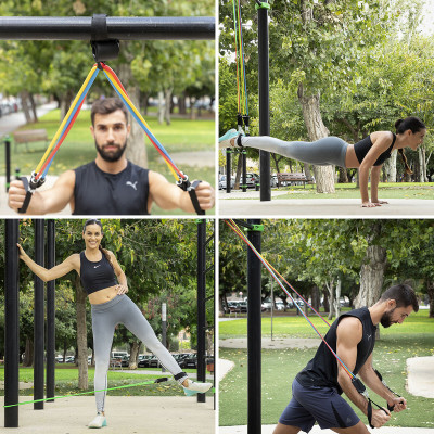 Set of Resistance Bands with Accessories and Exercise Guide Rebainer I