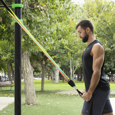 Set of Resistance Bands with Accessories and Exercise Guide Rebainer I