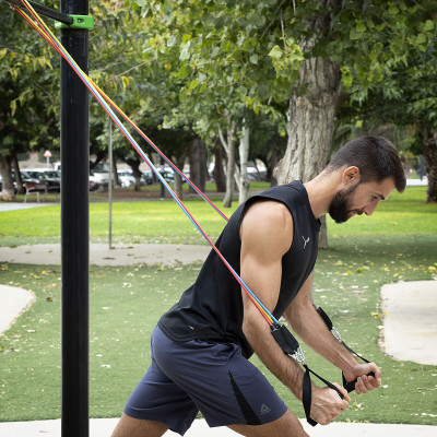 Set of Resistance Bands with Accessories and Exercise Guide Rebainer I