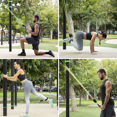Set of Resistance Bands with Accessories and Exercise Guide Rebainer I
