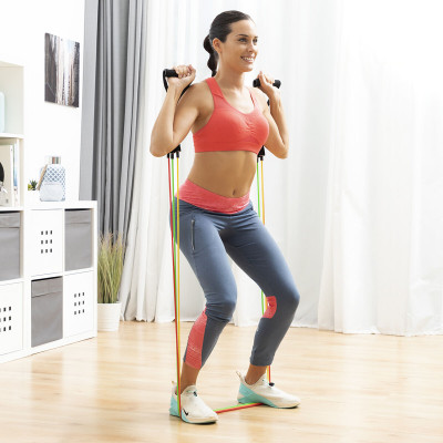 Set of Resistance Bands with Accessories and Exercise Guide Rebainer I