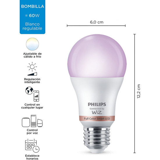 Smart Light bulb Philips Wiz Full Colors F 8,5 W E27 806 lm (2200-6500