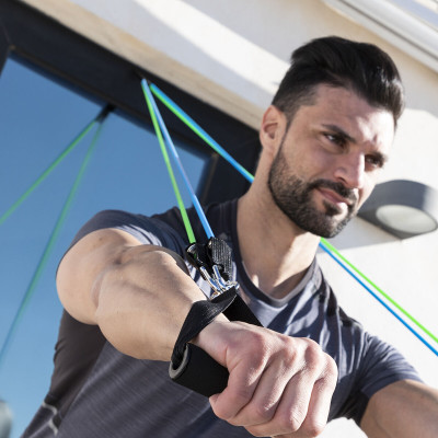 Set of Resistance Bands with Accessories and Exercise Guide Tribainer