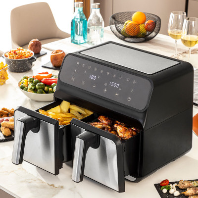 Air Fryer InnovaGoods Fryinn Double 8000 Black 3400 W 8 L Stainless st