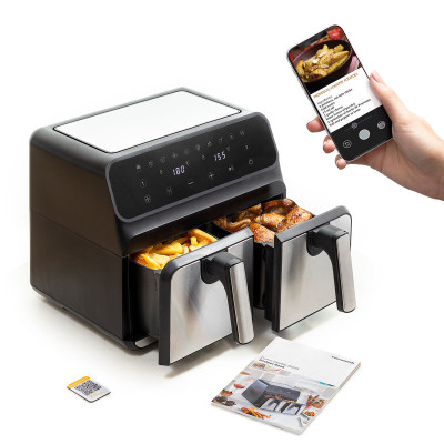 Air Fryer InnovaGoods Fryinn Double 8000 Black 3400 W 8 L Stainless st