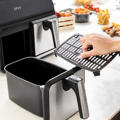 Air Fryer InnovaGoods Fryinn Double 8000 Black 3400 W 8 L Stainless st
