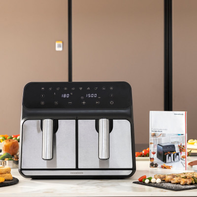 Air Fryer InnovaGoods Fryinn Double 8000 Black 3400 W 8 L Stainless st