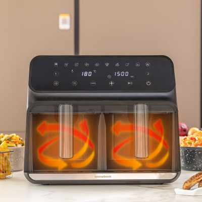 Air Fryer InnovaGoods Fryinn Double 8000 Black 3400 W 8 L Stainless st