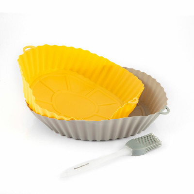 Silicone Baskets with Brush for Air Fryers Mollicon InnovaGoods 2 Unit