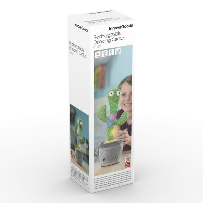 Rechargeable Dancing and Talking Cactus with Music and Multicoloured L