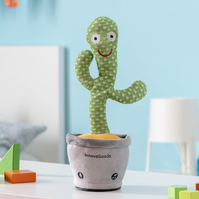 Rechargeable Dancing and Talking Cactus with Music and Multicoloured L
