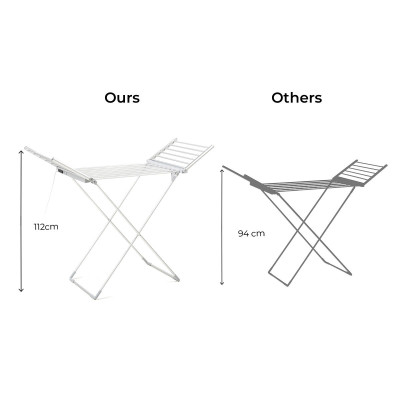 Foldable Electric Clothes Dryer with Wings, Touch Screen, Timer, and T