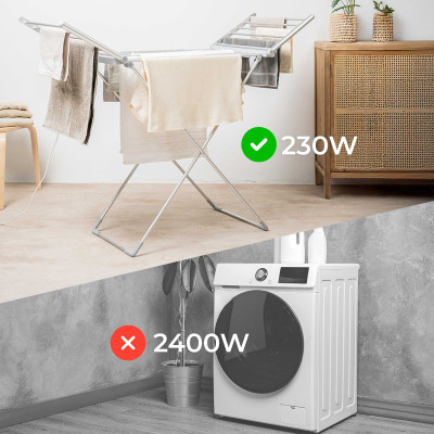 Foldable Electric Clothes Dryer with Wings, Touch Screen, Timer, and T