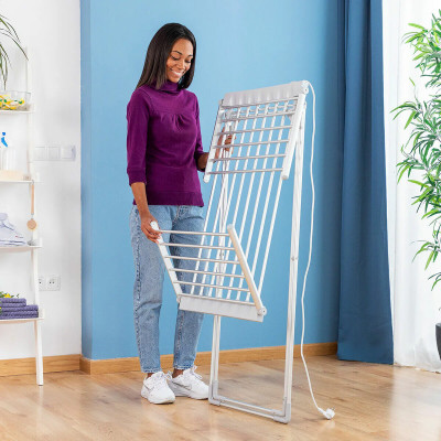 Foldable Electric Clothes Dryer with Wings, Touch Screen, Timer, and T