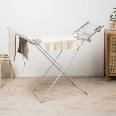 Foldable Electric Clothes Dryer with Wings, Touch Screen, Timer, and T