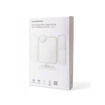Rechargeable Triptych Makeup Mirror with Magnification and LED Light M