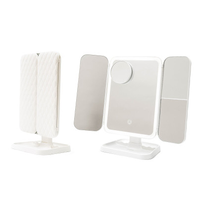 Rechargeable Triptych Makeup Mirror with Magnification and LED Light M