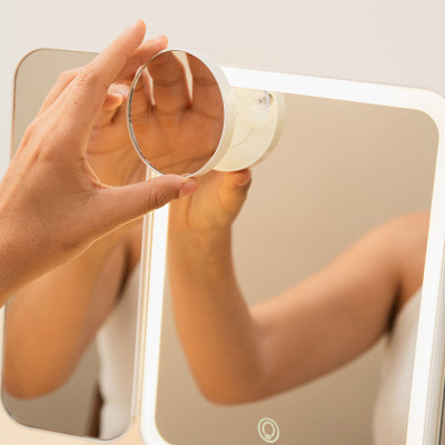 Rechargeable Triptych Makeup Mirror with Magnification and LED Light M