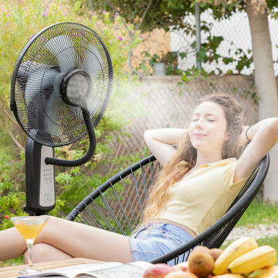 Nebuliser Pedestal Fan with Remote Control InnovaGoods Black 90 W 2,8
