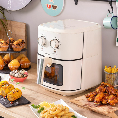 Air Fryer InnovaGoods Cream 1700 W 6,5 L Stainless steel (Refurbished