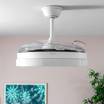 LED Ceiling Fan with 4 Retractable Blades InnovaGoods 80 W Ø49-104 cm