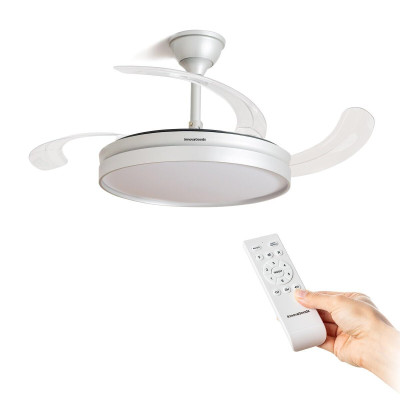 LED Ceiling Fan with 4 Retractable Blades InnovaGoods 80 W Ø49-104 cm