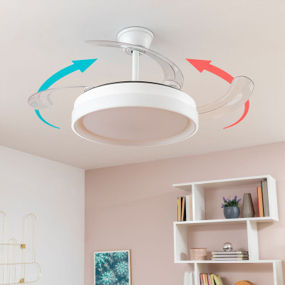 LED Ceiling Fan with 4 Retractable Blades InnovaGoods 80 W Ø49-104 cm