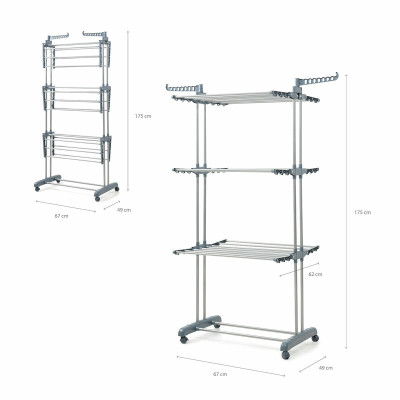 Folding Vertical Clothes Dryer with Wheels InnovaGoods 24 Bars (Refurb
