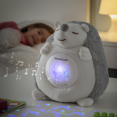 Hedgehog Soft Toy with White Noise and Nightlight Projector Spikey Inn